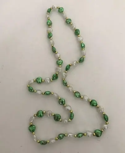St Patrick's Day Beaded Necklace Hearts Parade Green