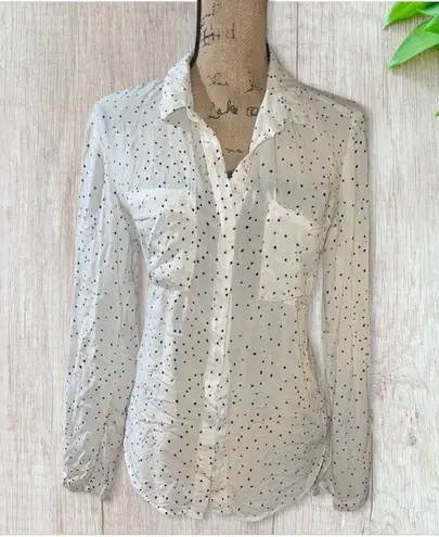 Bella Dahl Casual Long Sleeve Button Down Polka Dot Hipster Shirt size Medium