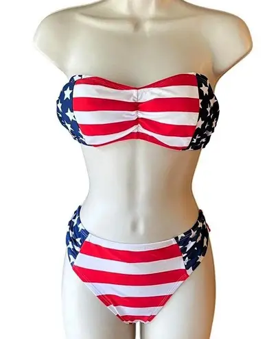 Catalina 2 Piece American Flag Bikini Swimsuit Bathing Suit Women's Size MEDIUM
