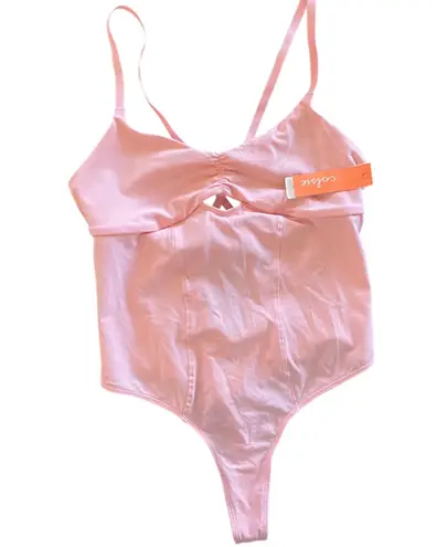 NEW COLSIE Balletcore Bodysuit Thong Pink Size XL Stretch Preppy One Piece