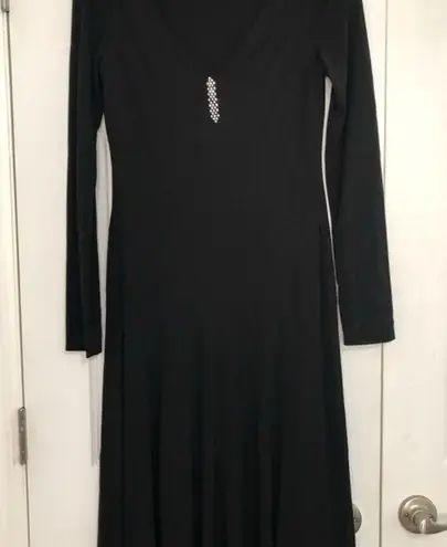 Lauren Ralph Lauren black dress medium long‎ sleeve midi length with rhinestone