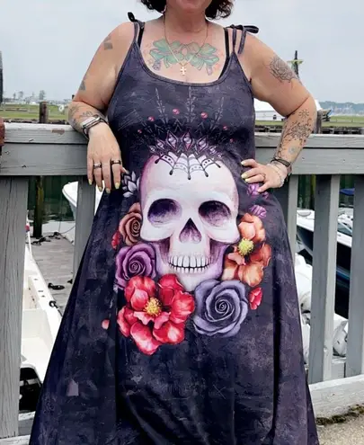 Skull and Floral Graphic Dress Size 2X