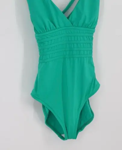 La Blanca Cross Back One-Piece Swimsuit Tummy Control Emerald Green Size 6