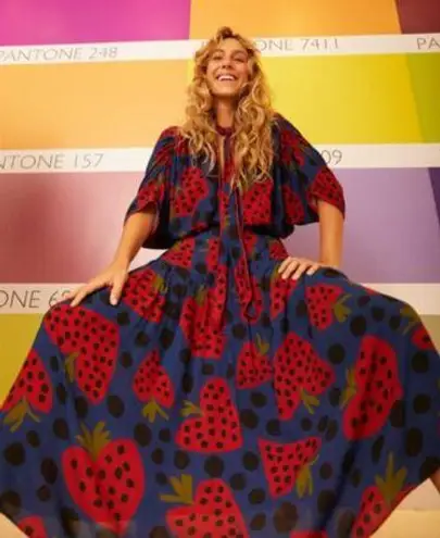 Farm Rio ππ Heartberry Maxi Dress ~ Heart Shaped Strawberry Print Medium