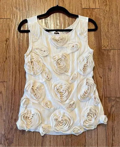 Yoana Baraschi Baraschi ivory rosette sleeveless blouse size xs