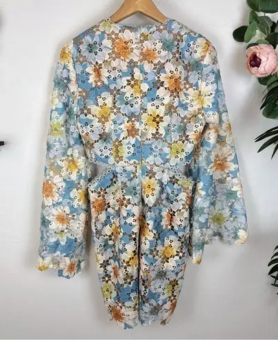 Elliatt NWT Dandelion Lace Cut Out Mini Dress in Blue Multi Size Small
