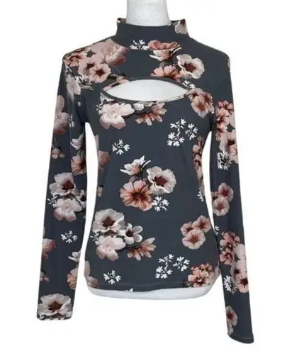 J for Justify Women's Floral Cut-out Long Sleeve Mock Turtleneck Large fairycore - Image 1