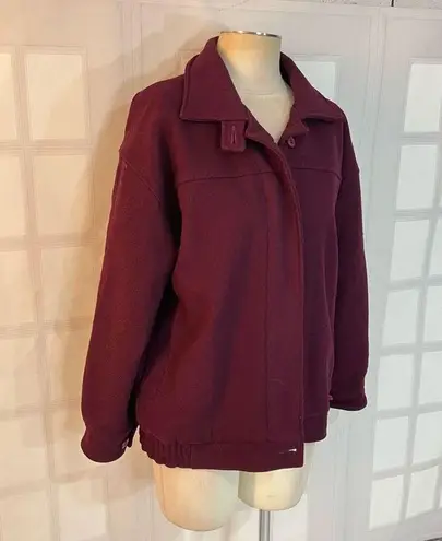 Woolrich Vintage Burgundy 100% Pure Wool Full Zip Bomber Jacket Size Medium