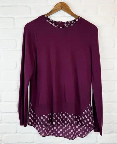 NYDJ Los Angeles Plum Purple Mixed Media Sweater Top - Petite Small
