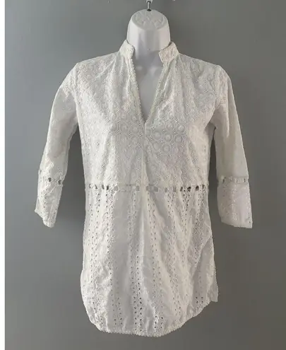 Gretchen Scott Tunic Womens XS White Eyelet Boho Coastal Festival Whimsy Light