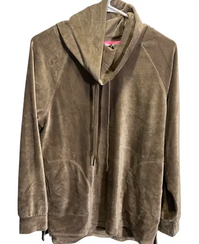 Isaac Mizrahi Live Womens Pullover Hoodie Tan Corduroy S