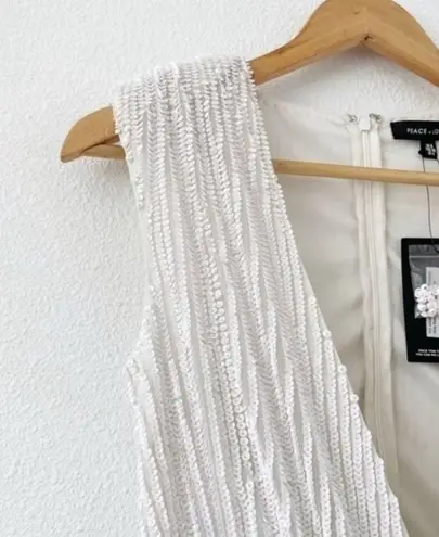 Peace + Love Sequin Wrap Drape Mini Dress in White Size 4