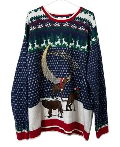 Holiday Time Ugly Christmas Sweater Wolf Knit Holiday Party Office Fantasy 2x