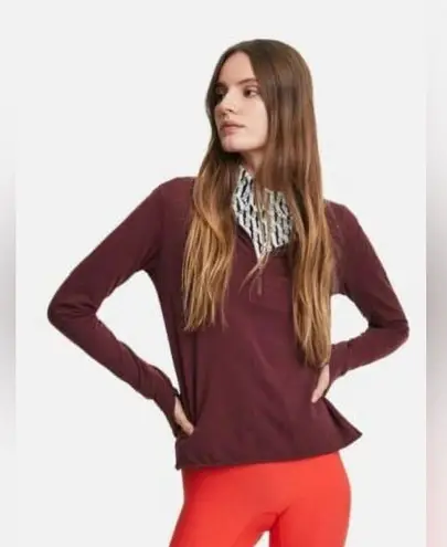 Bandier All Access Unison 1/4 Zip Up Long Sleeve Pullover in Port Royale Red Size M