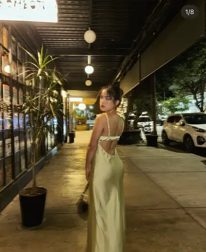 ZARA Dress Lime Green Satin Effect Maxi Midi Wedding Party Date Coctail