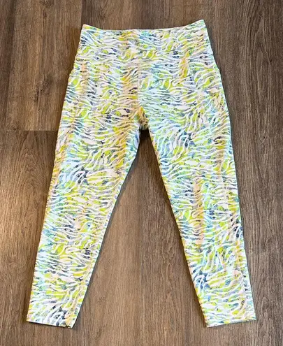 Kinesis Vibrant Swirl Patterned Women's Leggings w/side pockets Medium Blue