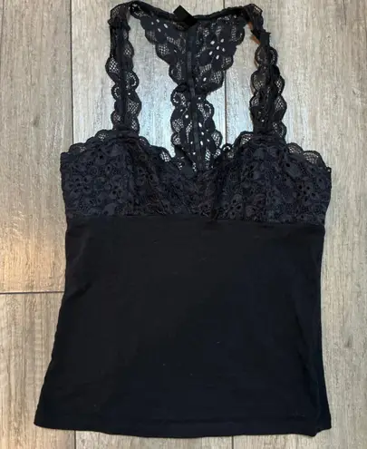 Electric Pink Black Lace Racerback Tank Top Sleeveless Casual Women's Large