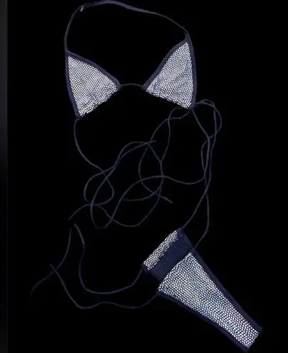 XL sequin black string bikini