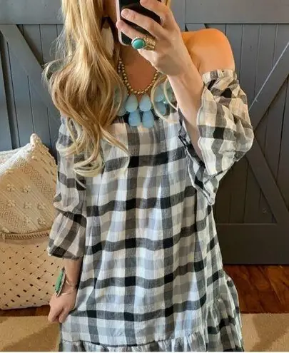 Love In Buffalo Check Off the Shoulder Dress Size Small