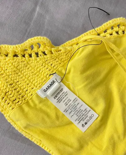 Garage Yellow Crochet Halter Bikini Top