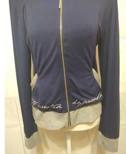 Tucci Womens Sweater Blue Gray Steal Your Heart Eyes Long Sleeve Full Zip Knit M Size M