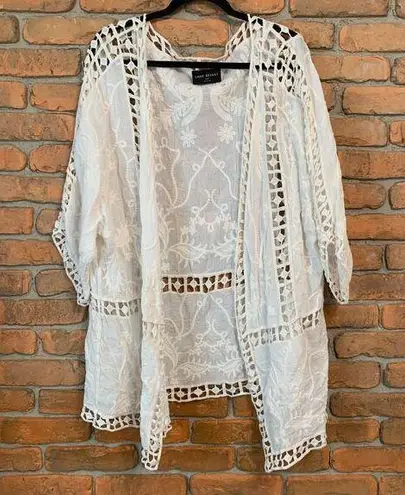 Lane Bryant  Ivory Lace Crochet Embroidered Kimono Cardigan BlousePlus Size 18/20