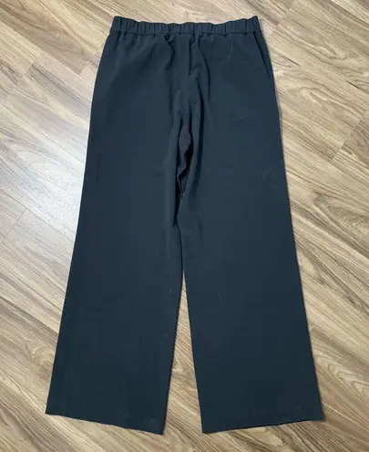 Lands End Sz 8P 8 P Pants Mid Rise Wide Leg Black Elastic Waist Pull On Women’s