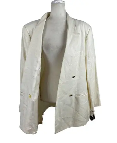 Jennifer Moore VTG  100% Linen Double Breasted Career Blazer Cream Oversized 18W