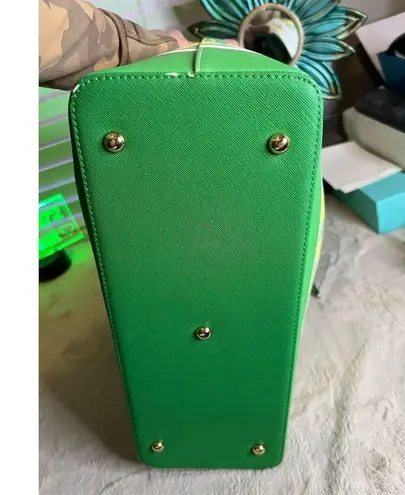 St. John Women's Lemon Print Tote Bag with Green Accents and Zip Closure