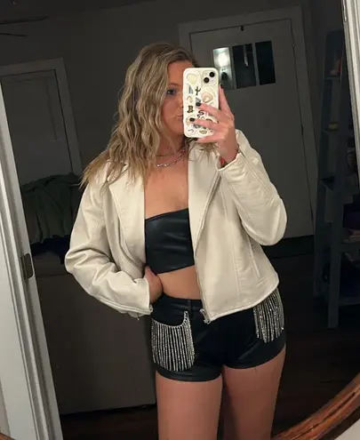 Rylee Anne’s Leather Rhinestone Shorts 