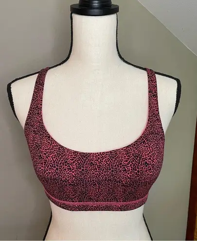 CRZ Yoga Pink & Black Leopard Print Low Support Strappy Back Sports Bra Medium