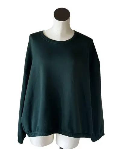 Banana Republic NWOT  COZY VELOUR-LINED BUBBLE-SLEEVE SWEATSHIRT Kelly Green