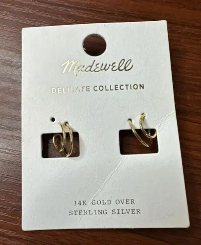 Madewell  NEW Demi Fine Double Hoop 14K Gold Sterling Silver Earring Delicate