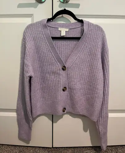 H&M Purple Knit V-Neck Cardigan With Buttons