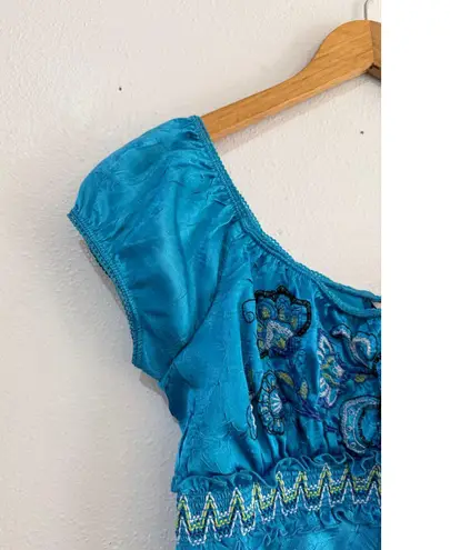 Heart soul Y2K Blue Fairy Peasant Top