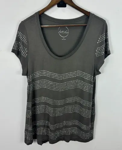 INC Studded Top XL Gray Scoop Neck Tee Indie Sleaze Glam Rock Festival Y2K