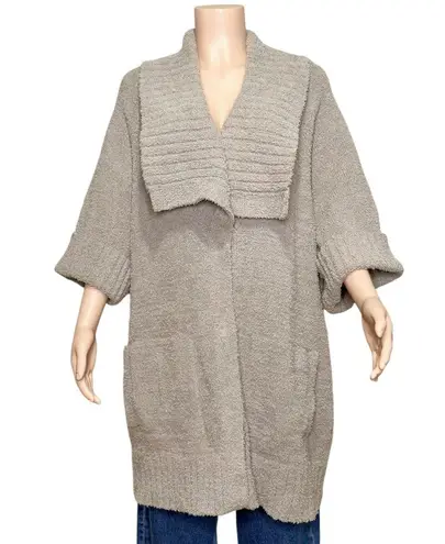 Barefoot Dreams CozyTwist Short Sleeve Sweater Coat, Beach Rock, 1X