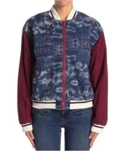 Free People  Bomber Jacket, Chambray Navy Electric Cotton Linen Denim Size S NWT