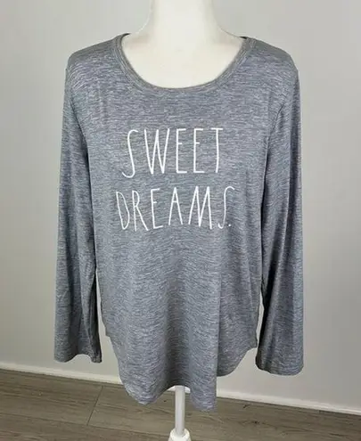 Rae Dunn  Grey Long Sleeve Sweet Dreams Top Size L