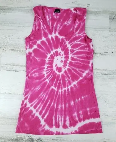 NWOT Point Sportswear Ribbed Tie Dye Pink Fuchsia Spiral Tank Top Size XL