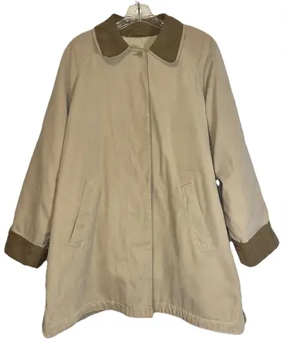 London Fog Size Large Tan Jacket Coat Double Collar Button Up Pea Coat Soft