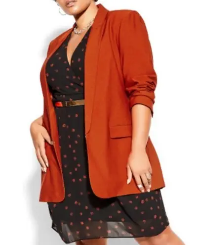 City Chic Blazer Essence Longline Jacket in Rust Orange-Red Sz 24 (XXL) NWT