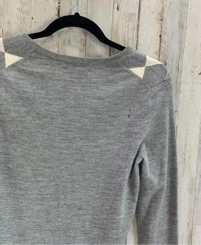 Brooks Brothers 346 Gray Argyle Sweater 100% Merino Wool V Neck