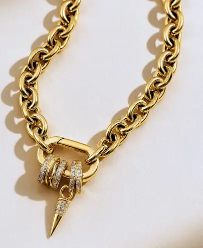 Gold chunky carabiner with charms statement built for girls who ride fast, anti tarnish.