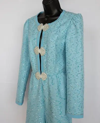 Saloni Blue Tweed Romper Size 6