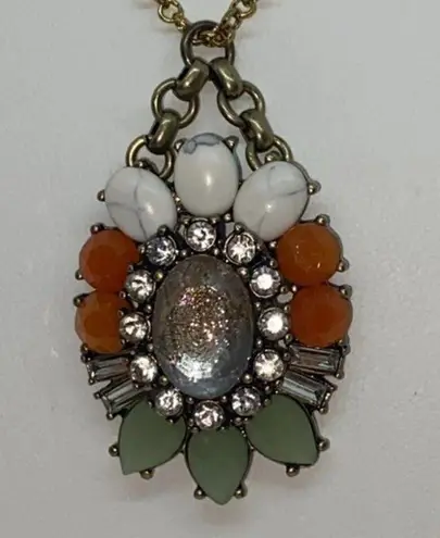 Handmade Bronze-Tone Multicolor Glitter Sparkle Rhinestone Necklace