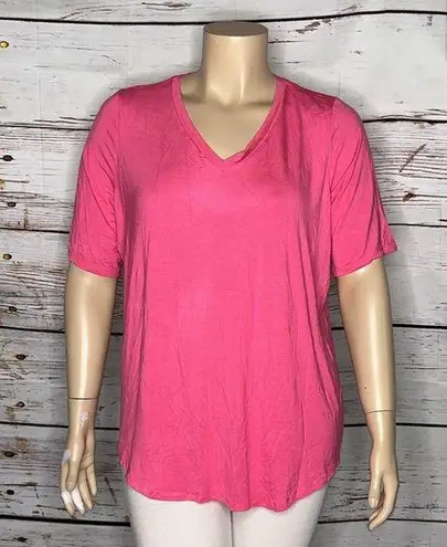 Ashley Stewart NWT 18/20 Pink Short Sleeve Back to Basics Rayon Knit Top Shirt