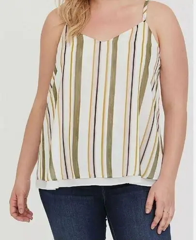 Torrid  NWT Sophie Stripe Chiffon Double Layer Swing Cami 1X Green Tank Shirt