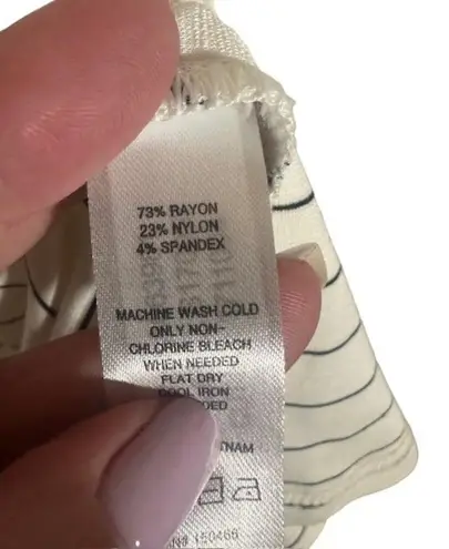 Market & Spruce White Striped Annora Faux Wrap Sleeveless Knit Dress Women Sz L