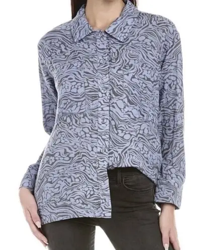 Johnny Was CALME Double Pocket Shacket Button Down Shirt Blue Size Medium New